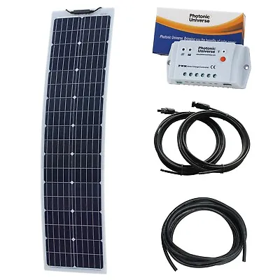 80W 12V Aluminium Reinforced Narrow Flexible Solar Kit For Motorhome Camper Boat • £259.99