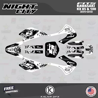 Graphics Kit For Kawasaki KX85 KX100 (2001-2013)KX 85 KX 100 NightCity  - White • $128.17