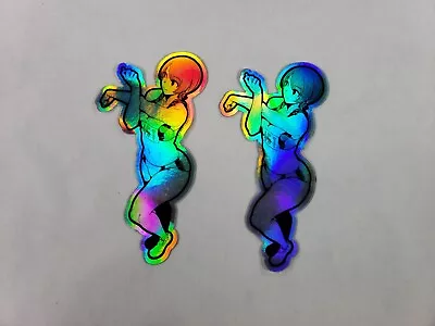 Lot Of 2 Rainbow Anime Girl Marathon Stretching Holographic Sticker • $8.94