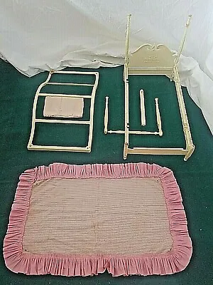 $39.95 • Buy 1964 Suzy Goose White Bed Striped Pink Canopy Barbie Mattel Doll Furniture Tlc