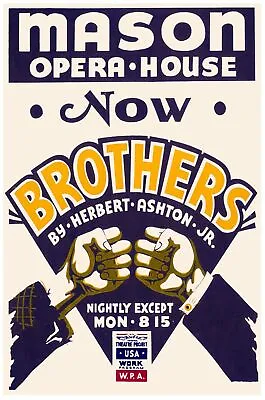 7454.Mason Opera House.brothers.men Fisting Hands.POSTER.art Wall Decor • $20