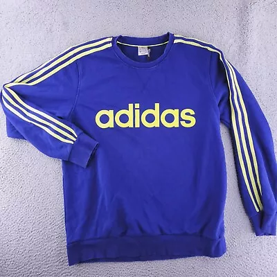 Adidas Sweatshirt Mens Large Blue Crewneck Retro Blue Yellow Sprite Pullover • $9.95