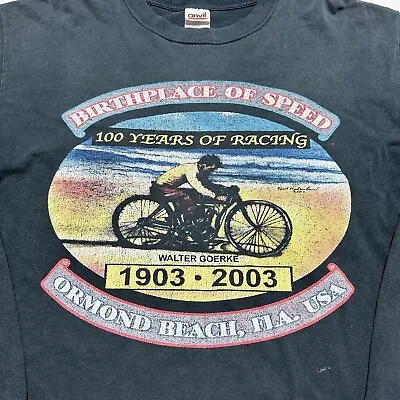 Vintage Bike Week T Shirt L Ormond Beach Walter Goerke 100 Years Racing Harley • $14