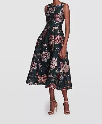 $795 Marchesa Notte Women's Green Floral Sleeveless Dress Size 10 • $254.78