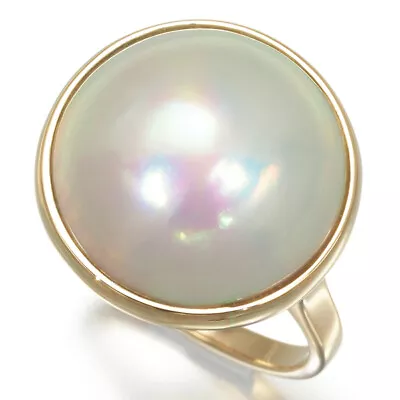 Auth TASAKI Ring Mabe Pearl 15.0mm US5.25-5.5 14K 585 Yellow Gold  • $394.97