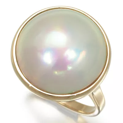 Auth TASAKI Ring Mabe Pearl 15.0mm US5.25-5.5 14K 585 Yellow Gold • $379.06