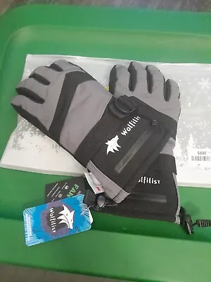 Wolfilist Ski Gloves Men’s Size Small 3M Thinsulate Black/Gray • $12