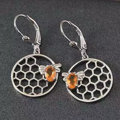 Mexican Fire Opal Earring In Sterling Silver  Honey Bee Drop Earring For Women • $99.99