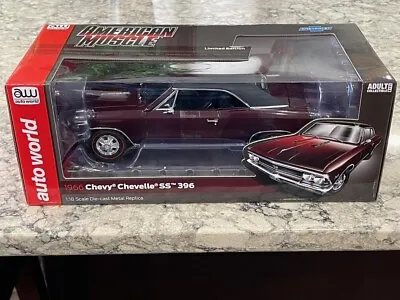 Auto World American Muscle 1966 Chevy Chevelle SS 396 Maroon 1/18 AMM1343 • $99.99