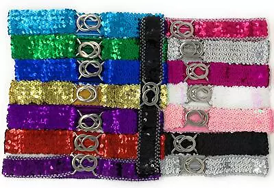 *UK* Sequin Wide Slim Stretch Elastic Belt Waist Band Corset Paillette Ladies • £4.99