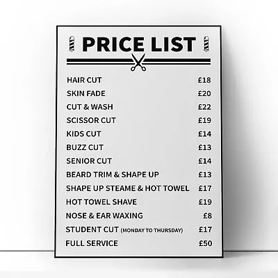 Barber Shop Poster Price List Advertising Salon Sign Board Poster Print • $54.18