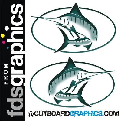 Pair Of Full Colour Bayliner Trophy Marlin Stickers/decals (green) • $42.93