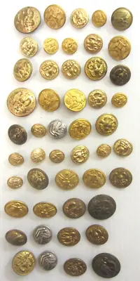 Vintage Lot 48 Metal Military Sewing Buttons ☆ • $19.95