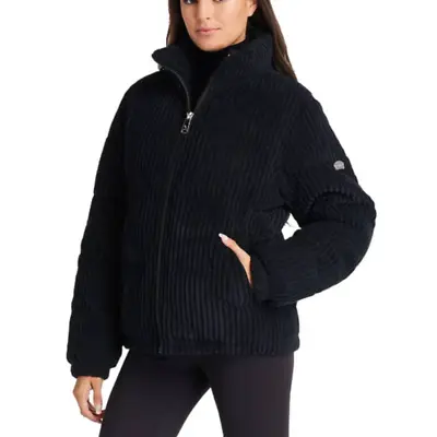 Koolaburra By UGG Black Corduroy Puffer Zip Mockneck Women's Jacket Size Medium • $29.95