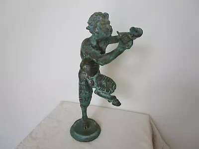 Antique Verdigris Bronze Grand Tour Sculpture Statue Nude Faun Satyr Pan 15'' • £406.32