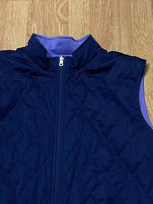 Peter Millar Vest Mens 2XL Blue Zip Up Reversible Quilted Packable Golf Preppy • $74.99