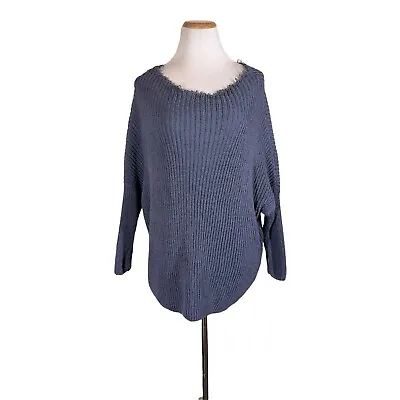 $59.99 • Buy Annette Gortz Size M Blue Oversized Knit Sweater Drop-Shoulder 