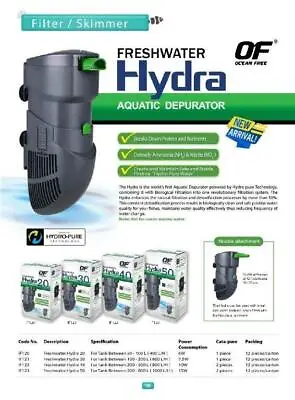 $53 • Buy OF OCEAN FREE FRESHWATER HYDRA 20 INTERNAL FILTER For 50-100 L (12-25 Gallon)  