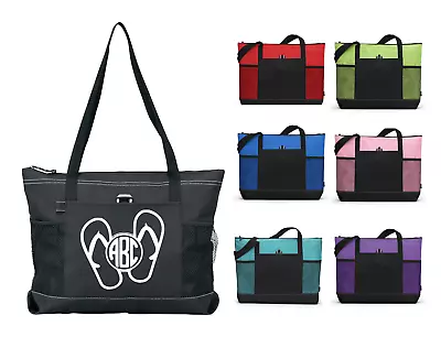 Flip Flop Monogram Initials Custom Tote Purse Sports Beach School Diaper Bag • $20.98