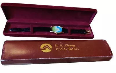 L.S. Chang E.P.A.R.O.C Gold Tone Case Black Band Watch 7.5 Inch  • $10