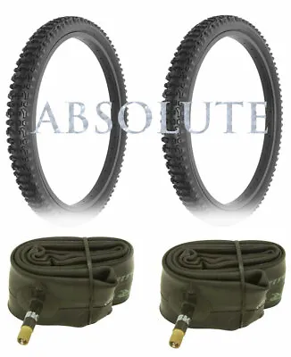 Pair Of Black Bicycle Duro Mountain Tires W/tubes In 24 X 2.10 Rocky Wolf Tread. • $59.99