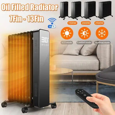 WiFi Smart Oil Filled Radiator Electric Heater With Timer Thermostat 1500-2500W • £55