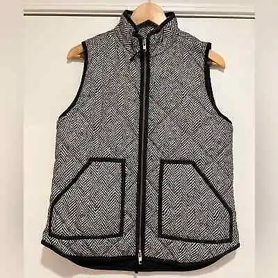 J.Crew Factory Tan & Black Excursion Herringbone Quilted Full Zip Vest Sz Small • $19.20