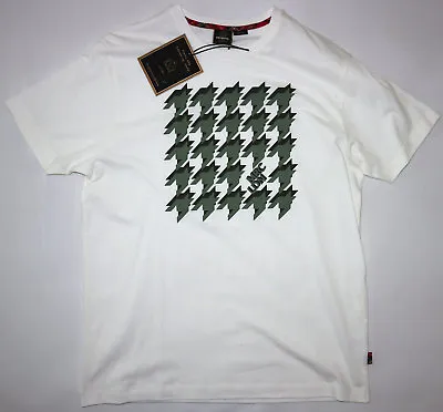 Merc Mens Dogtooth Graphic Tee Shirt In Off White Size M Nwt • £12.99