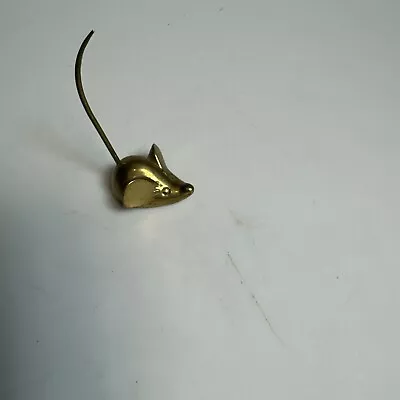 Brass Mouse With Tail Memo Note Receipt Post It Ring Holder Vintage • $13.50