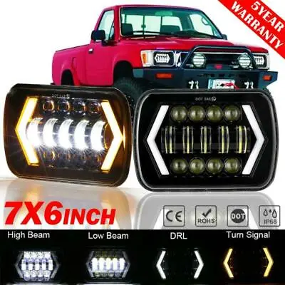 $60.98 • Buy Pair 7x6  5x7  DOT LED Headlights DRL Hi-Lo Beam For Toyota Nissan Pickup Truck