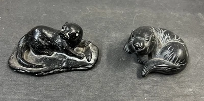 $39.99 • Buy Lot Of 2 Vintage Vanstone & Boma Soapstone Carving Sea Otter Sculpture Figurine