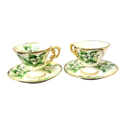 Vintage Ucagco Tea Cups With Saucers May Lily Of The Valley May Birthday Or Engl • $30