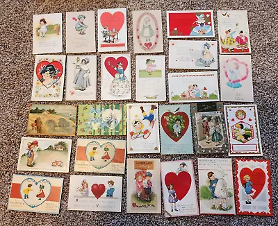 Lot Of 27 Vintage Valentines Day Embossed Postcards Cute Children • $9.99