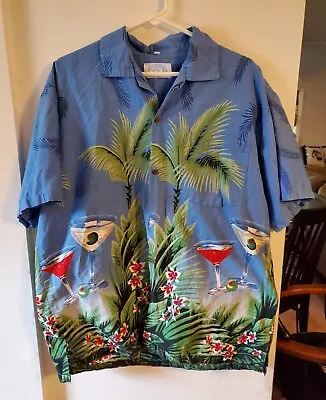 A Men's Gohawaii Hawaiian Scene Cocktail Martini Shirt - Size XL AS-IS • $12.71