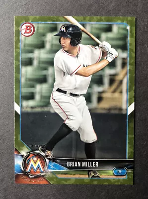 Brian Miller 2018 Bowman Prospect Baseball Green Camo Parallel #BP60  Marlins • $1.50