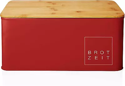 Lumaland Farmhouse Bread Box - Metal Bread Box With Bamboo Lid/Cutting Board - V • $34.92