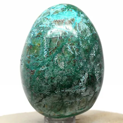 57mm Blue Chrysocolla Egg W/Malachite Sparkling Natural Mineral Gemstone - Peru • $26.36