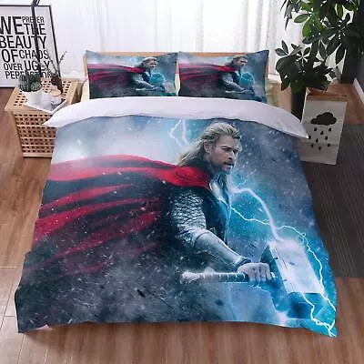 Holiday Gifts Marvel Bedding Set Thor Quilt Duvet Cover Single Double King Size • £36.94