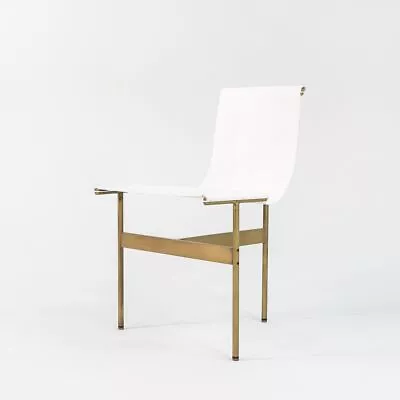 Gratz Industries Laverne TG-10 Sling Dining Chair In White Leather Bronze Frame • $4200