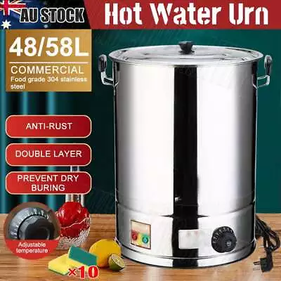 58L Commercial Boiler Tea Kettle Stainless Steel Hot Water Urn Concealed Element • $122.95