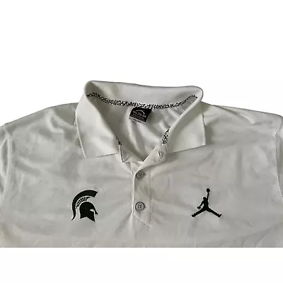 Michigan State Spartans MSU Embroidered Nike Jordan Dri-Fit XXL White Polo Shirt • $29.99