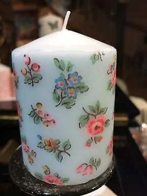 £4.25 • Buy CATH KIDSTON HIGHGATE DITSY Duck Egg Design HAND DECORATED PILLAR CANDLE 8x6cm