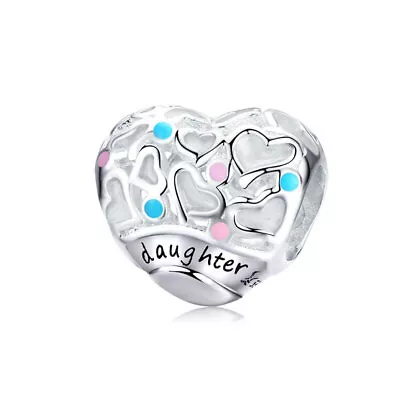 💖 Daughter Charm Bead Love Heart Family Genuine 925 Sterling Silver 💖 • £15.95