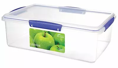 7 Litre Sistema Klip It Clear Food Storage Container With Blue Seal Clips • £11.99