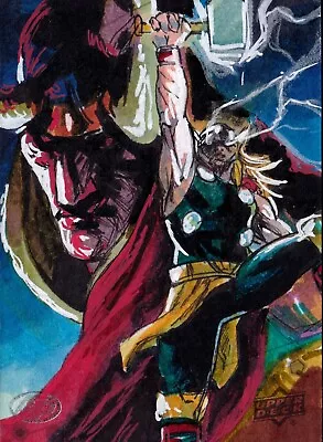 2021 2024 UD Upper Deck Marvel Premier Ap Avengers Thor Loki Sketch Card By Tolu • $133