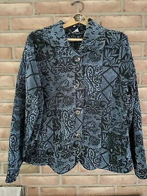 CMC Color Me Cotton Women’s Blue/Black Tapestry Jacket Size XL Made In USA • $37