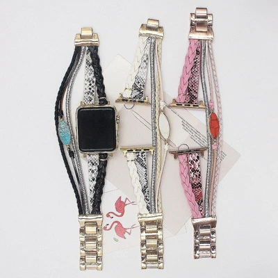 $18.99 • Buy Stylish Woman Bracelet For Apple Watch Band Beads Boho Rope Leather Watch Strap