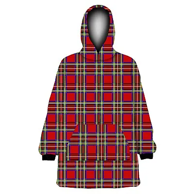 Classic Tartan Chequered Checker Print Fleece Oversized Blanket Hoodie Punk Emo • £37.99