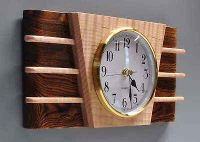 Handmade Retro Bocote & Maple Wall/Desk Clock • $125