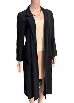 CHANEL BOUTIQUE Vintage Black Long Sleeve Wool Coat Dress Size 38 M L • $299.95